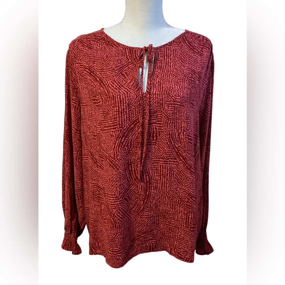 Knox Rose Womens Tunic Shirt Long Sleeve Size Large Peasant Festival Boho NWT